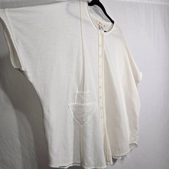CHEYENNE Zen Lagenlook IVORY Mixed Media Linen-Cotton Blouse OVERSIZED Size L/XL - Picture 4 of 17